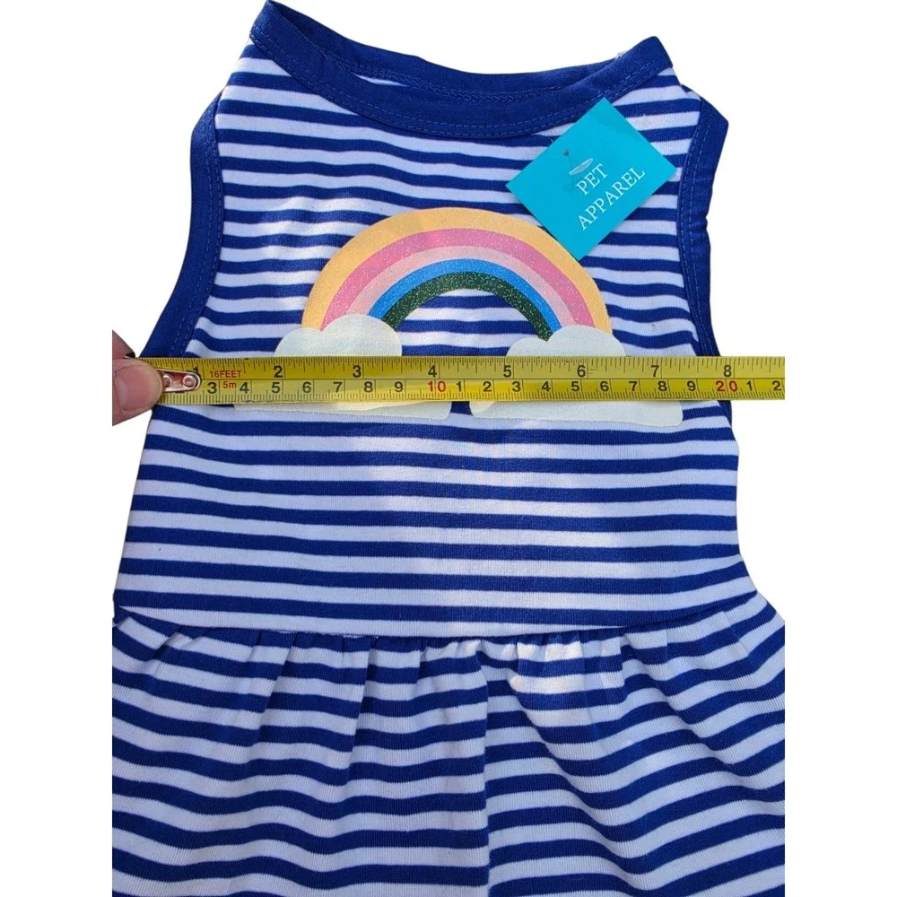 NWT New Dog Rainbow Blue Summer Dress S Small Pet